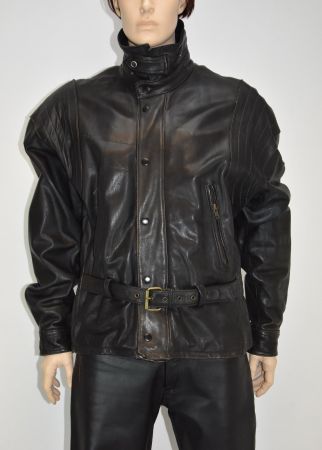 Herren Motorrad Lederjacke Robust Freizeit Schwarz Gr.L