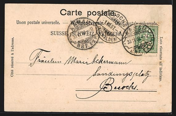 Cartoline postali: AK Aarau, Gesamtansicht mit Kirche, 1907 – Usato da Berlin venduto da bartko-reher 1