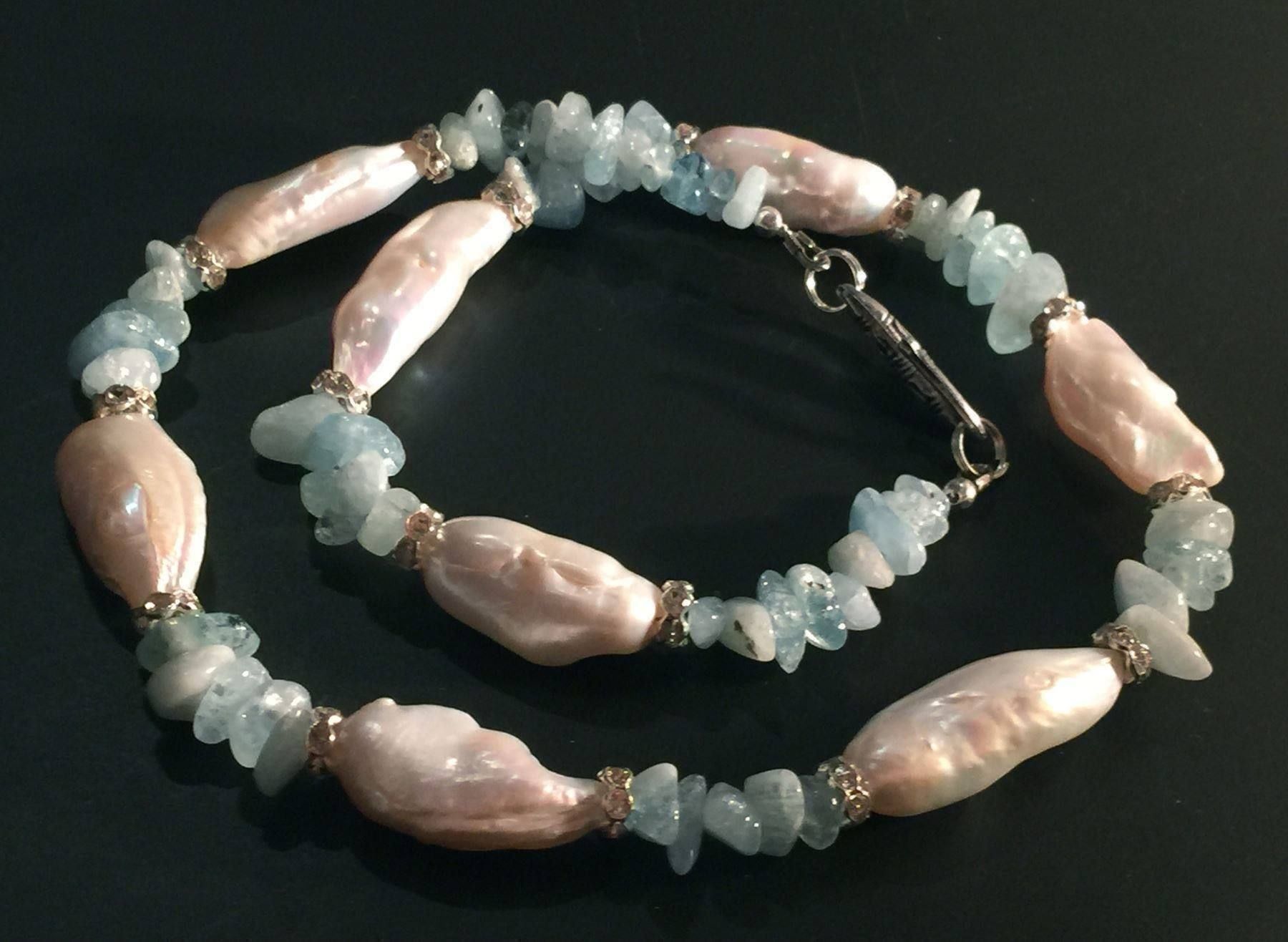 Catenine: UNIKAT - KESHIPERLEN, AQUAMARIN COLLIER - NEU!!! – Nuovo (secondo la descrizione) da Basel venduto da Chili007 1