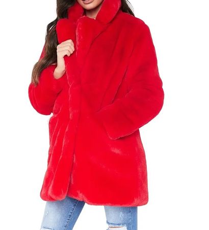 Schicke warme Plüsch-Winterjacke in rot - neu