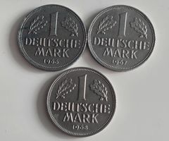 3 Münzen 1 Deutsche Mark 1966 1967 1968 gebraucht