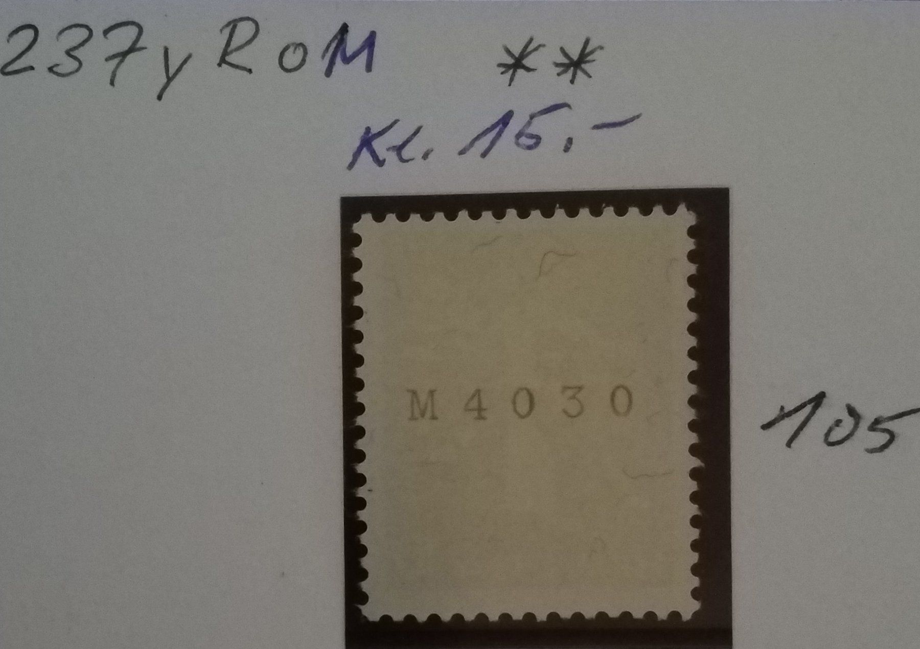 Tutti i francobolli: F105) 237y RM, Rollenmarke mit Nummer postfrisch – Nuovo (secondo la descrizione) da Baden venduto da Eggi