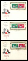 1955 Lausanne-Block W35, 3 FDC in den 3 Sprachen, Kat. 860.-