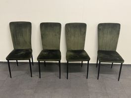 4 Esszimmerstühle Samt Khaki Neu