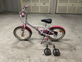 BTWIN Kinderfahrrad pink inkl. Stützräder