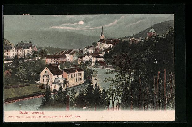 Ansichtskarten: AK Baden, Ortsansicht vom Wald aus, 1908 – Gebraucht aus Berlin von bartko-reher