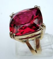 Ring Silber mit grossem roten Topas Grösse 54