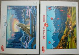 2 Puzzles - Wölfe - Südtirol, 1000 Teile, komplet