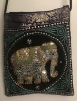 Umhängetasche weisser Elefant mit Pailletten 26 x 22 cm