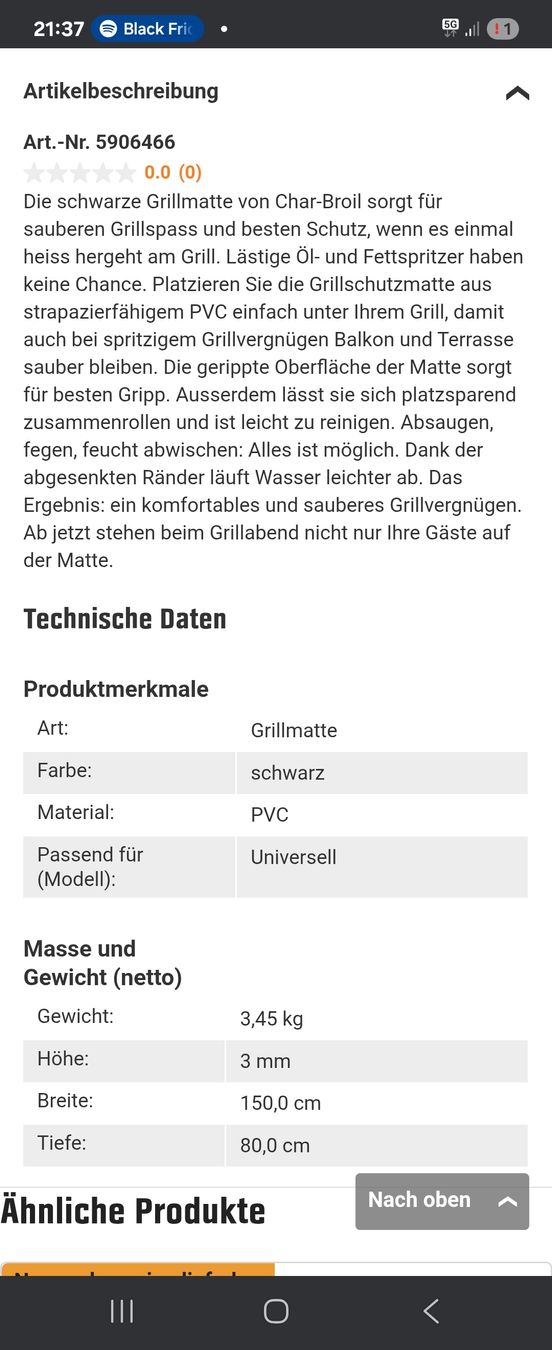 Tappetini fitness: Grillmatte – Nuovo e nell'imballaggio originale da Münchenbuchsee venduto da Yannikfero 3
