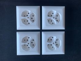 Set von 4 Stück Feller Edizio DUE 3xT13 Steckdosen