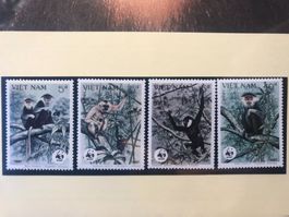WWF Vietnam 1987 Satz Kleideraffe Schopfgibbon postfrisch