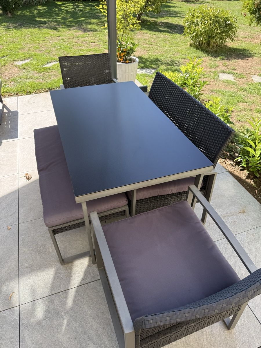 Tischset: Ensemble table et chaises jardin 4 pers. gris anthracite  – Gebraucht aus Crissier von ballydoolagh 5
