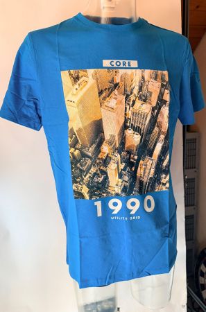 JACK & JONES, T-Shirt Kurzarm, Grösse L, Farbe Blau