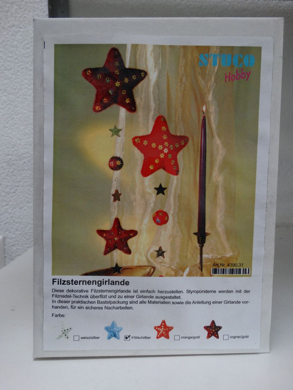 Alle Dekorationen: Filzsternengirlande hellblau – Neu und originalverpackt aus Schaffhausen von manu300