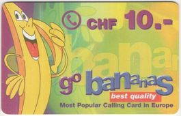 10 CHF go bananas - seltene Teleline Prepaid Telefonkarte
