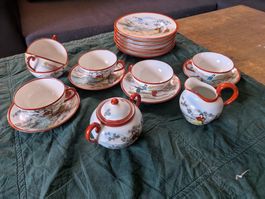 Japanisches Vintage-Porzellan-Teeservice, handkoloriert 19ST