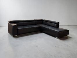 Ultsch Polstermöbel Ecksofa, schwarzes Rindsleder