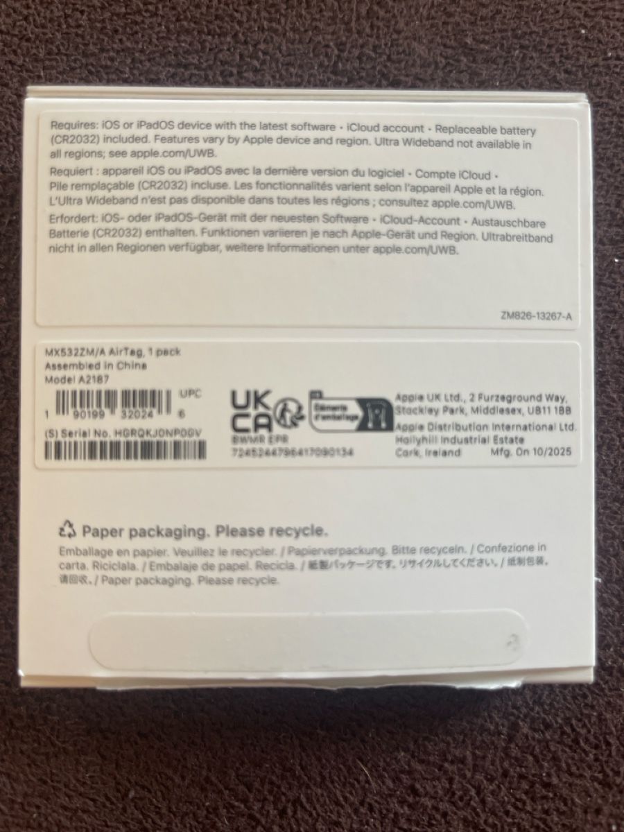 Apple Portachiavi: Apple AirTag 1er Pack Originalverpackung – Usato da Zürich venduto da Anteus 1