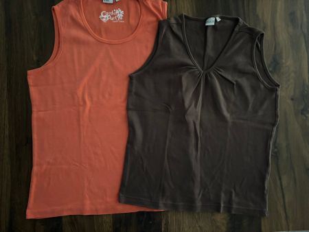 2 Tops: outfit orange + blue motion braun - 42/grosses S