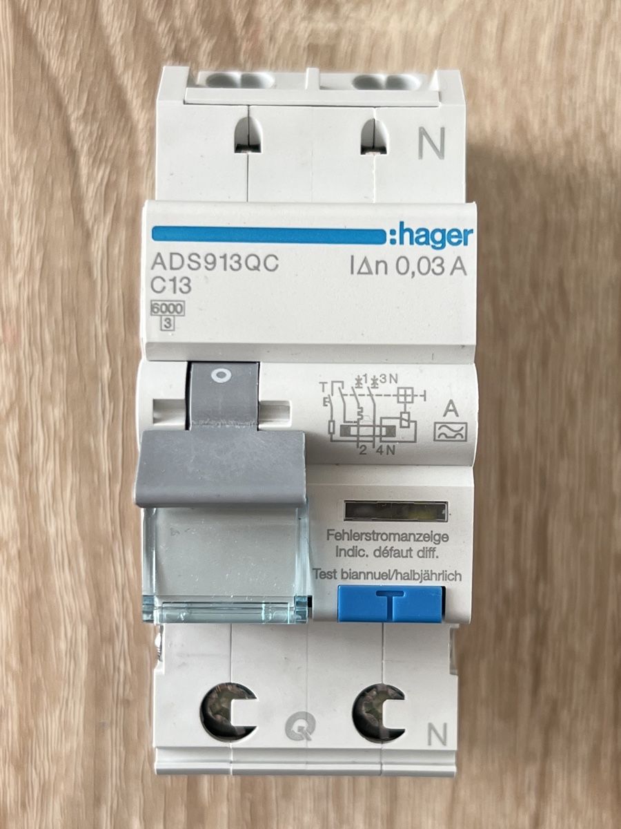 FI/LS-Schalter Hager RCBO QC 2P 230V Char.C 13A 0.03A Typ A (Neu und ...
