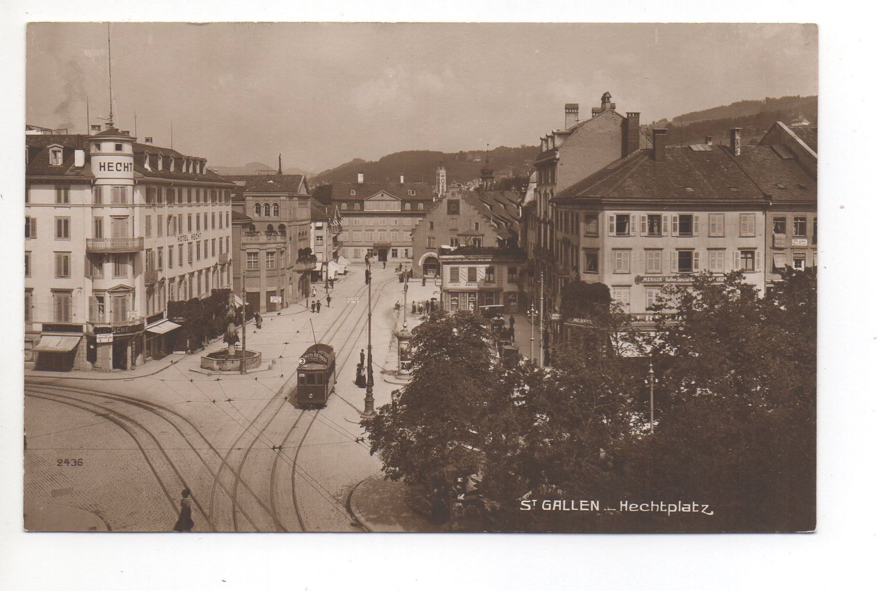 Cartoline postali: ST. GALLEN Hechtplatz, Strassenbahn, Tram – Nuovo (secondo la descrizione) da Jona venduto da philajona
