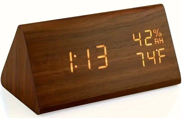 Orologi da terra & Orologi da parete: LED Wecker Digital Holz Uhr mit Temperatur & Luftfeuchte – Nuovo e nell'imballaggio originale da Genève venduto da Lotus-18