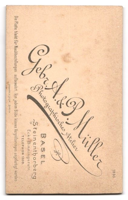 Fotografie &  Plakate: Fotografie Gebr. A., P. Müller, Basel,  – Gebraucht aus Berlin von bartko-reher 1