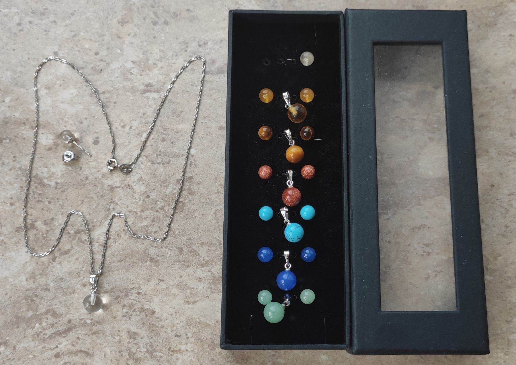 Altri gioielli: 7 Edelsteinsets mit Halskette/Silber 925 – Nuovo (secondo la descrizione) da Miège venduto da gitarro68 1