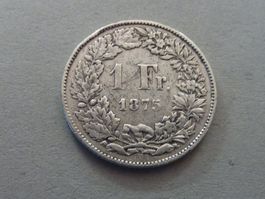 Alte Silber 1 Fr. 1875  -  Ungereinigt  -