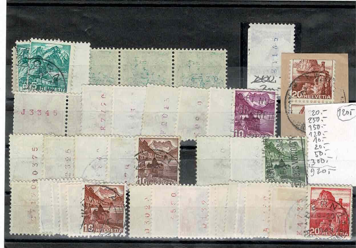 Tutti i francobolli: Lot Rollenmarken Landschaften Kat. 920.- – Usato da Zürich venduto da Bierino