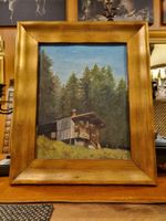 Vintage Ölgemälde Alpen Chalet 60er signiert