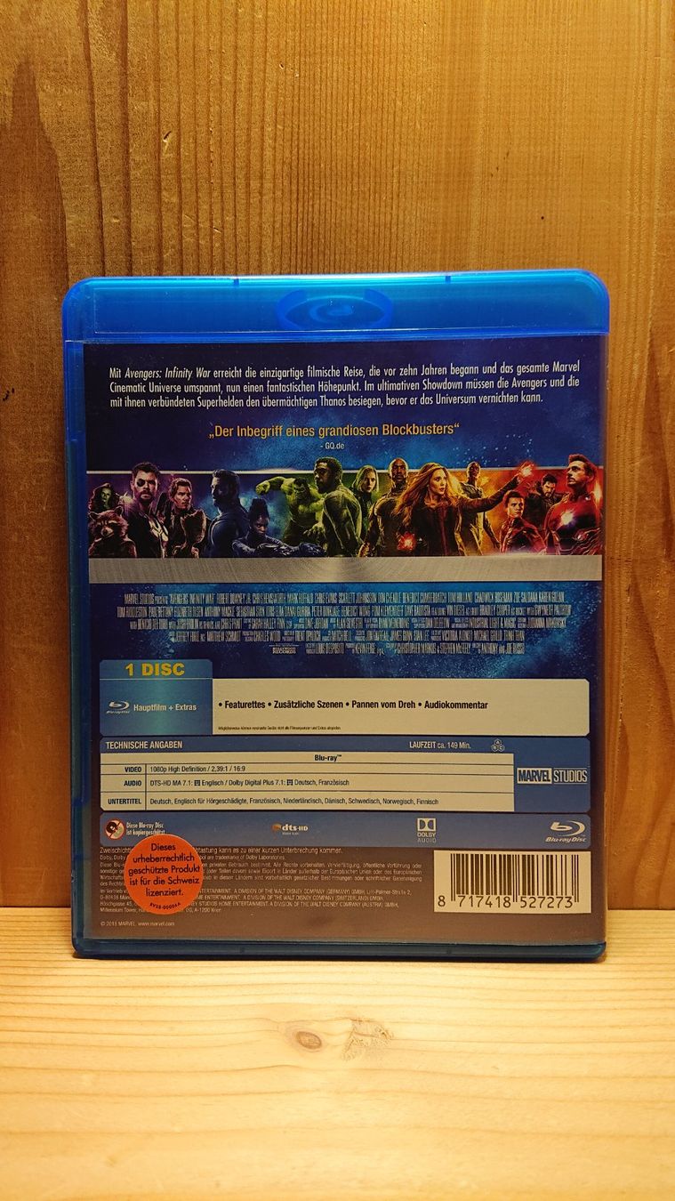Tutti i DVDs: AVENGERS INFINITY WAR Blu-Ray – Usato da Wilderswil venduto da Exebub 1