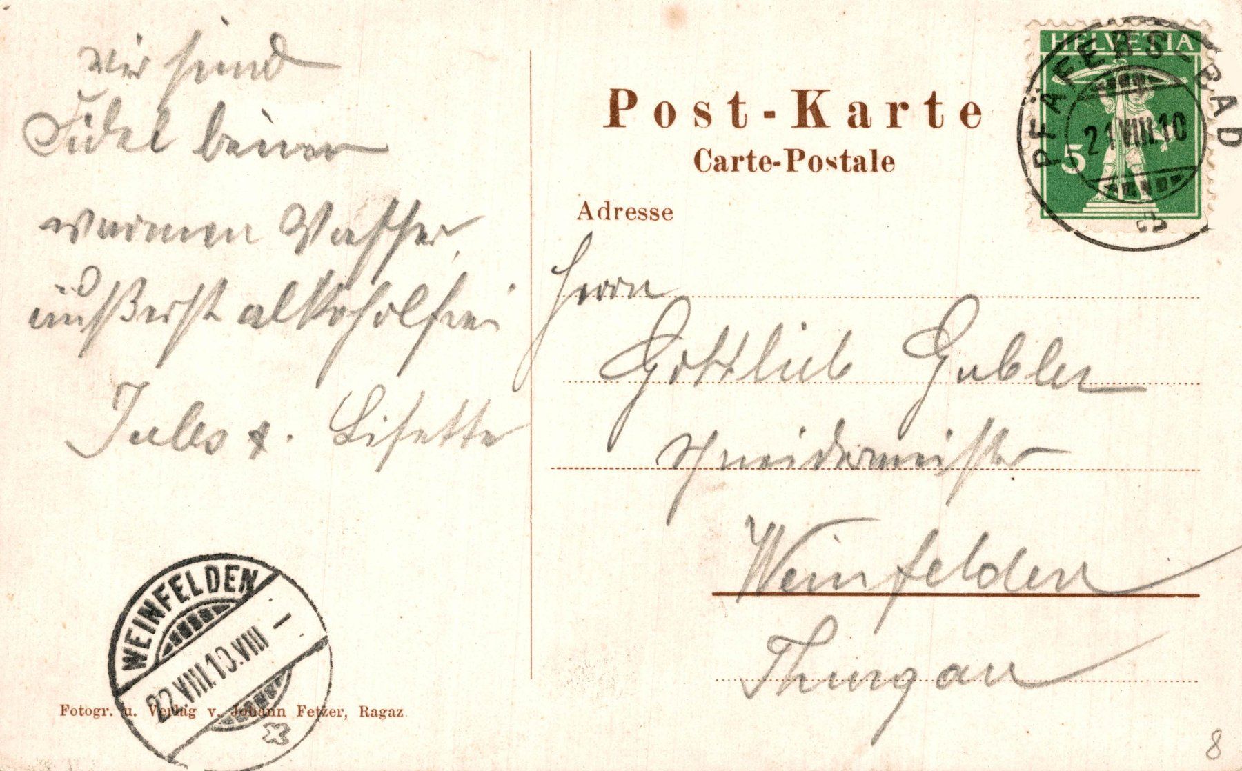 Cartoline postali: Bad Ragaz – Usato da Bronschhofen venduto da Astore 1