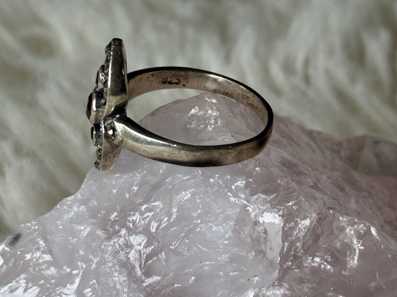 Anelli: Vintage Silberring 925 mit roten Steinen – Usato da Istighofen venduto da Ringparadies 1