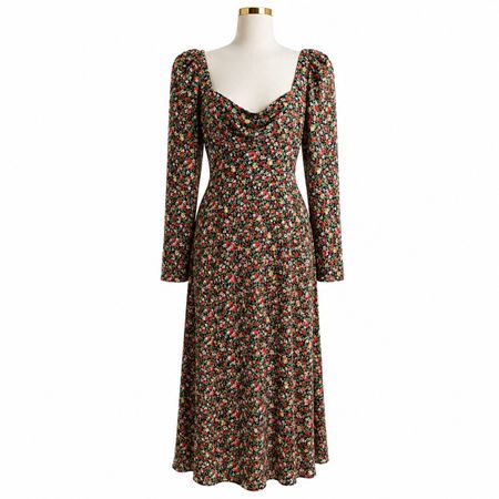 Zara Kleid mit Blumenmuster und langen Ärmeln 
