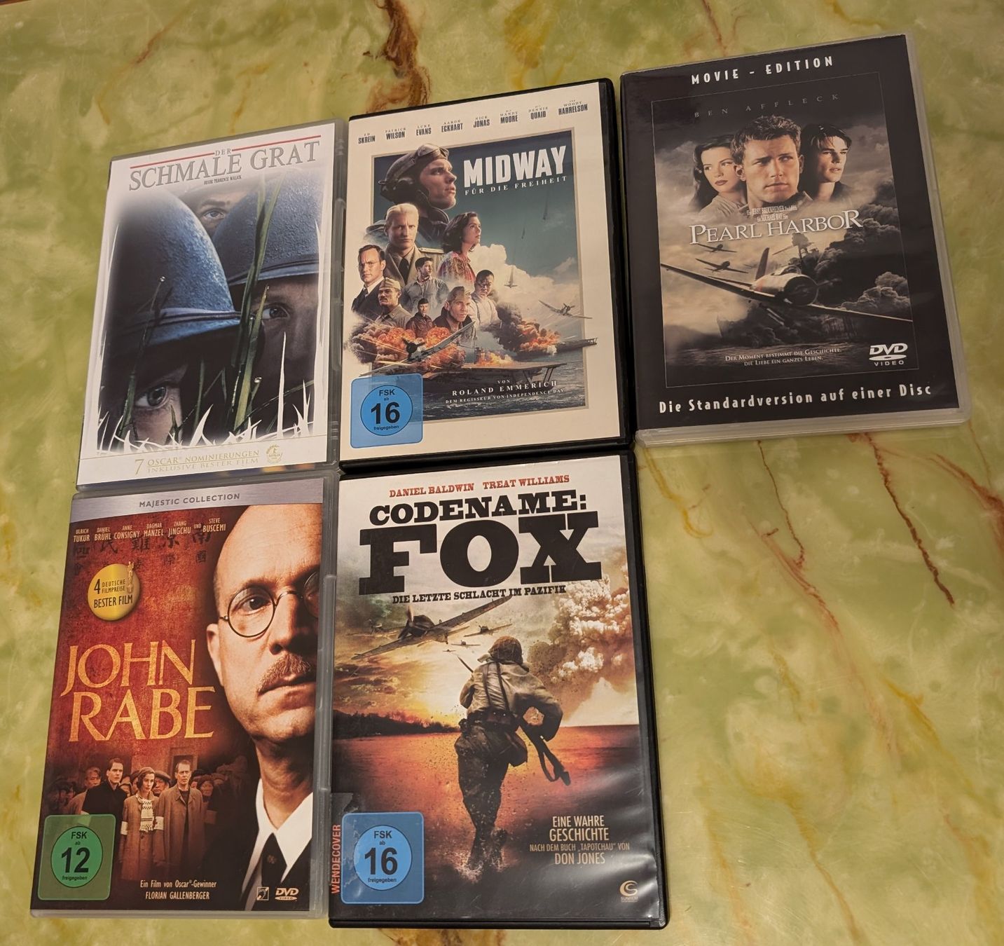 Tutti i DVDs: DVD SetNr.18(Codename: Fox, Peral Harbor, Midway, J.Rabe...) – Usato da Riehen venduto da fab_972b