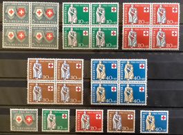 1957 Pro Patria  - Viererblöcke Satz  ** + Einzel **