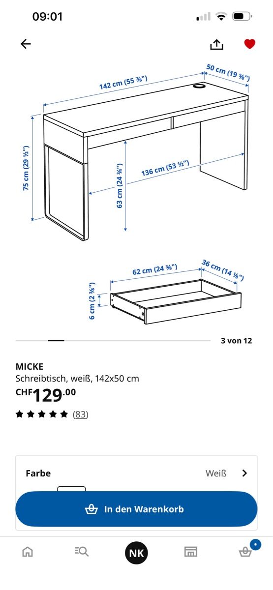 Scrivanie: Ikea Tisch Micke wie neu  – Nuovo (secondo la descrizione) da Niederhasli venduto da aug22 3