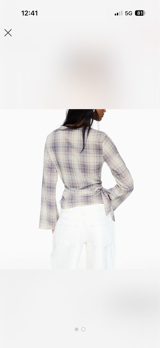 Bershka Top: Leichtes Wickelshirt mit Karo-Muster – Nuovo e nell'imballaggio originale da Eschenbach SG venduto da nik_v5d8 2