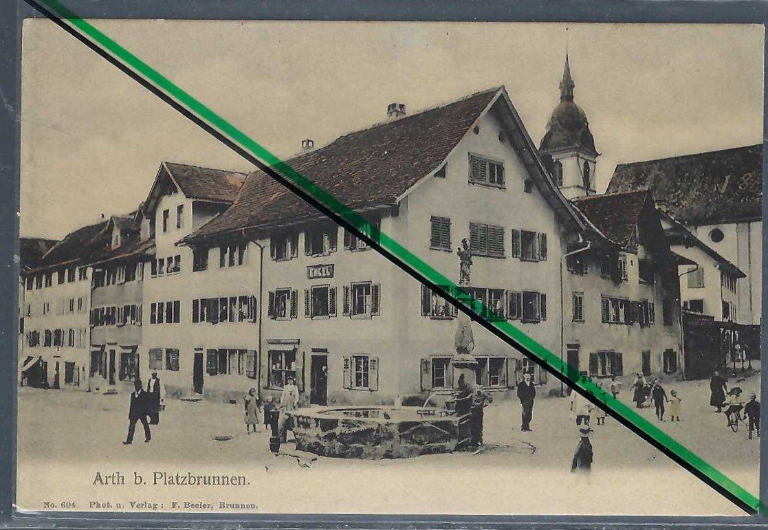 Cartoline postali: Arth. Beim Platzbrunnen. – Usato da Horw venduto da SwissSteamMemories