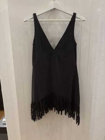Zara Kleid XS, schwarz, Fransen,Wildlederlook