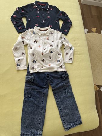 C&A Set Jungen 2 Poloshirts und 1 Cargohose blau 116