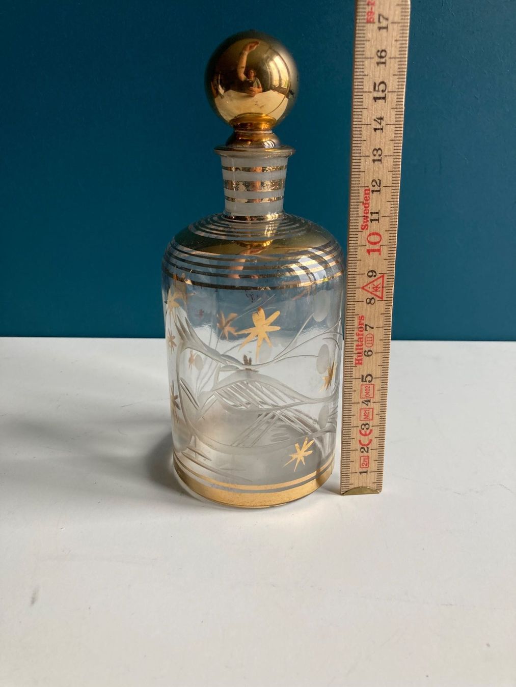 Sonstiges Geschirr & Gläser: Dekorative Glasflasche mit Goldmuster, Vintage Style – Gebraucht aus Winterthur von silen 4