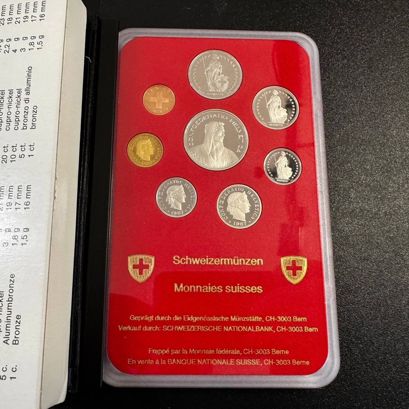 Tutti le monete: Münzsatz Schweiz 1987 PP Etui - 1 – Usato da Reitnau venduto da tb-muenzen 2
