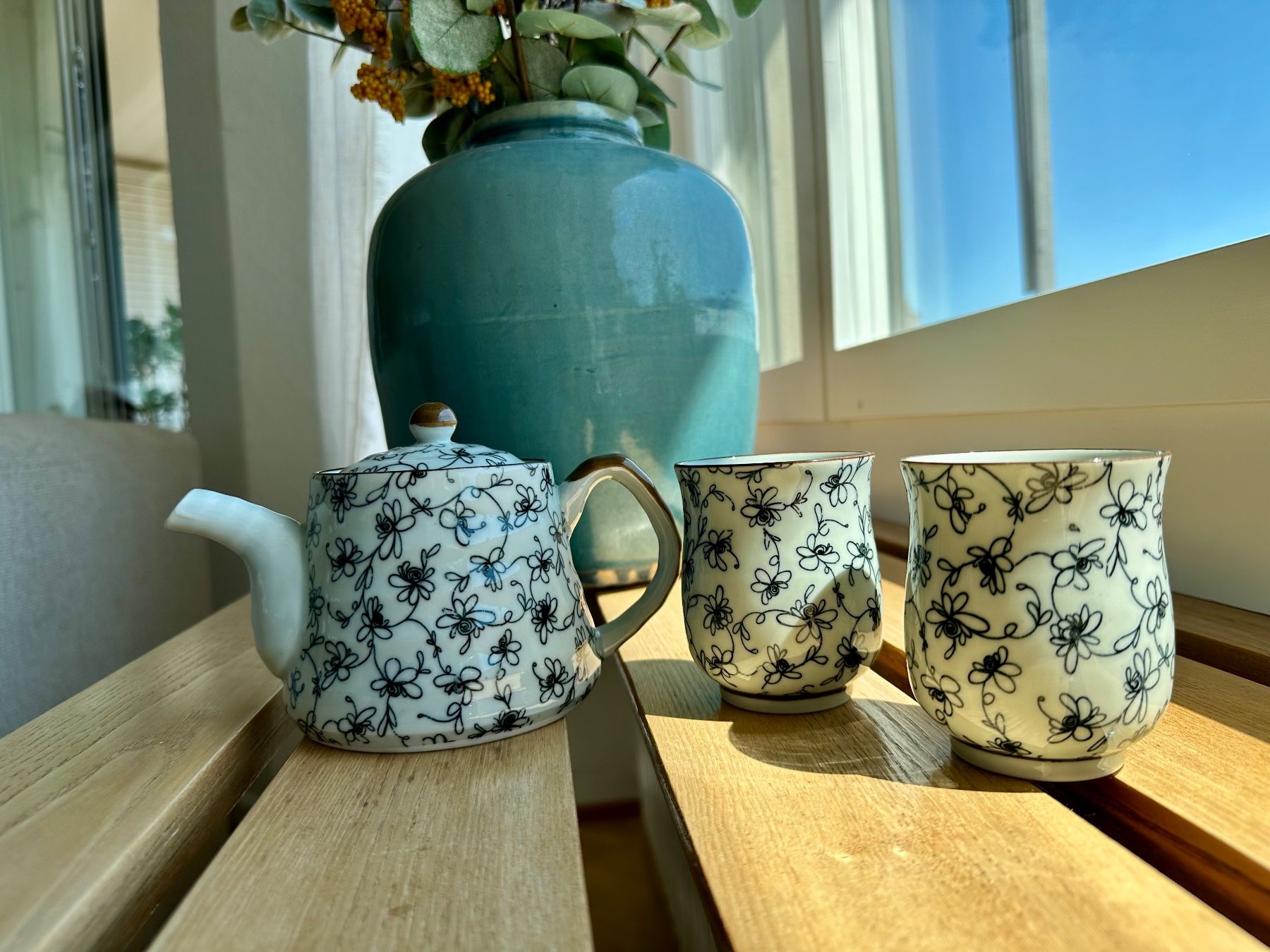 Teiere: Tee Set, Teekanne, Tea Pot, 2 Tassen - Muster Blau – Usato da Zürich venduto da Robinejoya 2