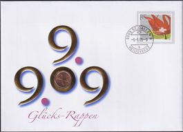 2009, Numisbrief/Münzbrief "9.9.9" mit 1 Räppler.
