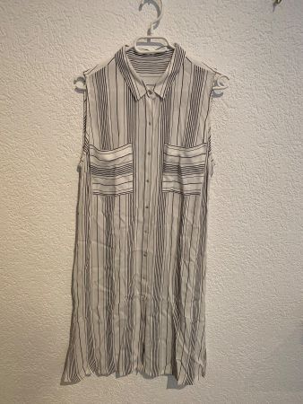 Blusenkleid Kleid weiss schwarz gestreift Gr. S / M