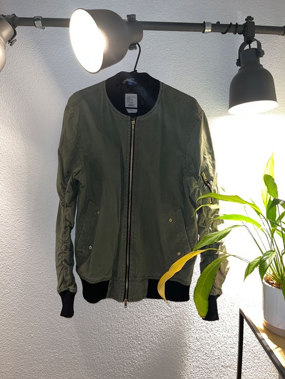 THE PEOPLE REP. Herren Bomberjacke - Fliegerjacke Mit Rib-Bündchen Military