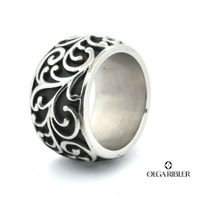 Edelstahl Statement Ring mit Perle Ringgrösse 57